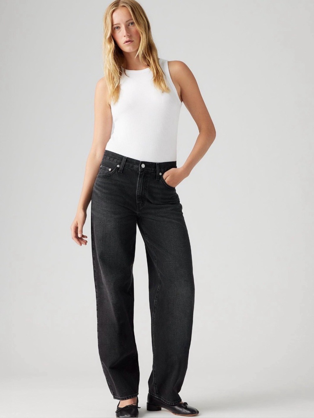 Levi’s Baggy Dad Jeans Washed Black Relaxed Straight Leg Women’s 27